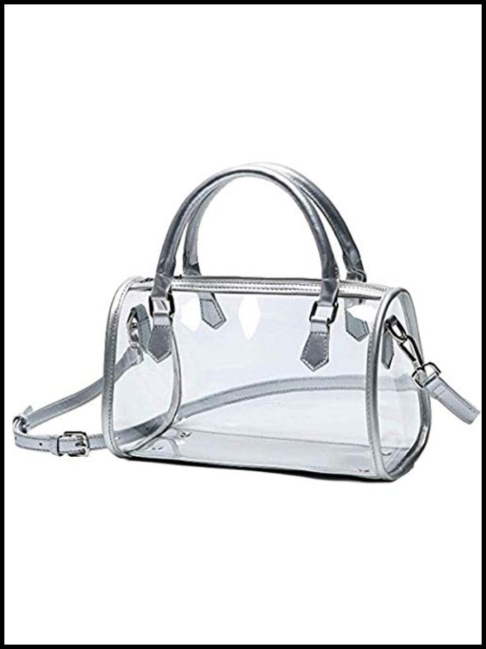 Clear PVC Tote Handbag Top Handle Shoulder Bag Women Satchel